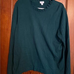 J.Crew Green Ruffle Neck Sweater
